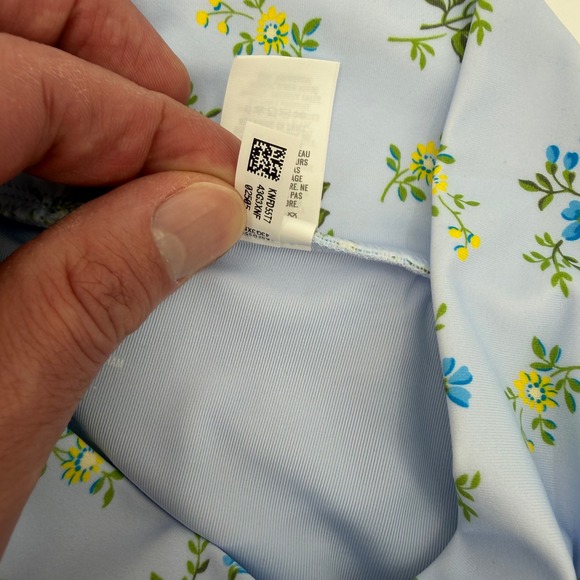 Aerie Blue Floral High Waisted Cross Waist Bikini Bottoms XXS - Picture 9 of 12